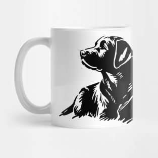 This is a simple black ink drawing of a Labrador dog Mug